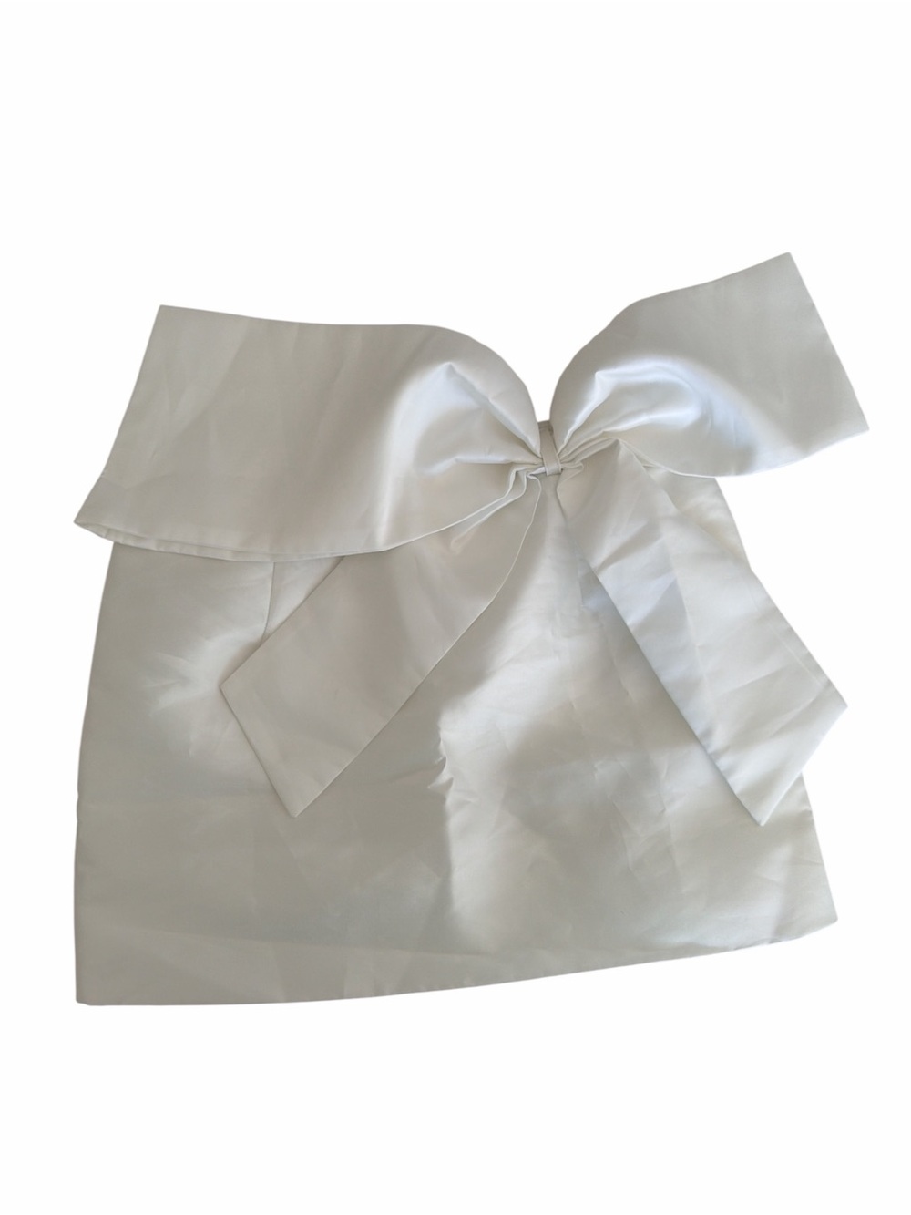 Ina White Mini Skirt with Bow Accent